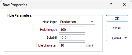 The Add Hole form