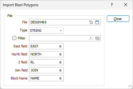 The Import Blast Polygons form