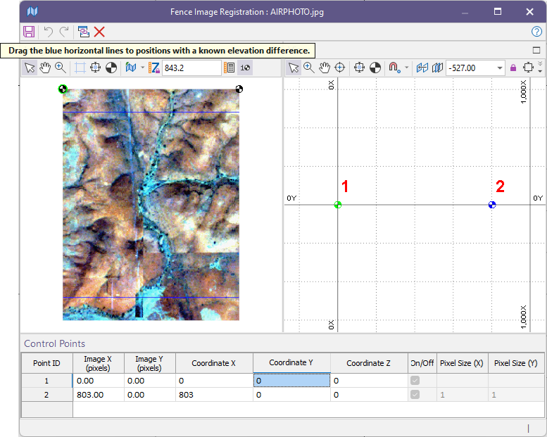 The Fence Image Registration form with an image loaded