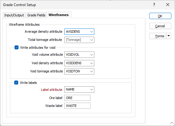 The Wireframe Naming options on the Wireframe Output tab