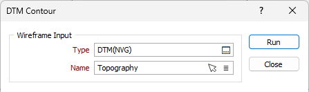The Wireframe Input options of the DTM Contour form