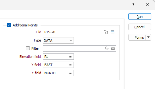 The Additional Points options on the Input/Output tab