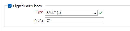 The Clipped Fault Planes options on the Output tab of the Geology Model form