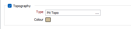 The Topography options on the Output tab of the Geology Model form