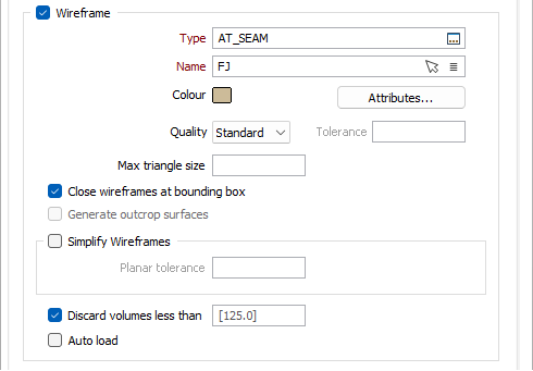 The Wireframe options on the Output tab