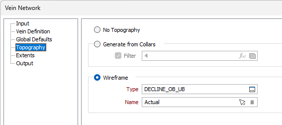 Wireframe The Wireframe options on the Topography tab