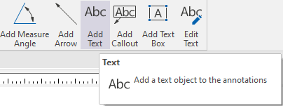 The Add Text option in the Annotations ribbon