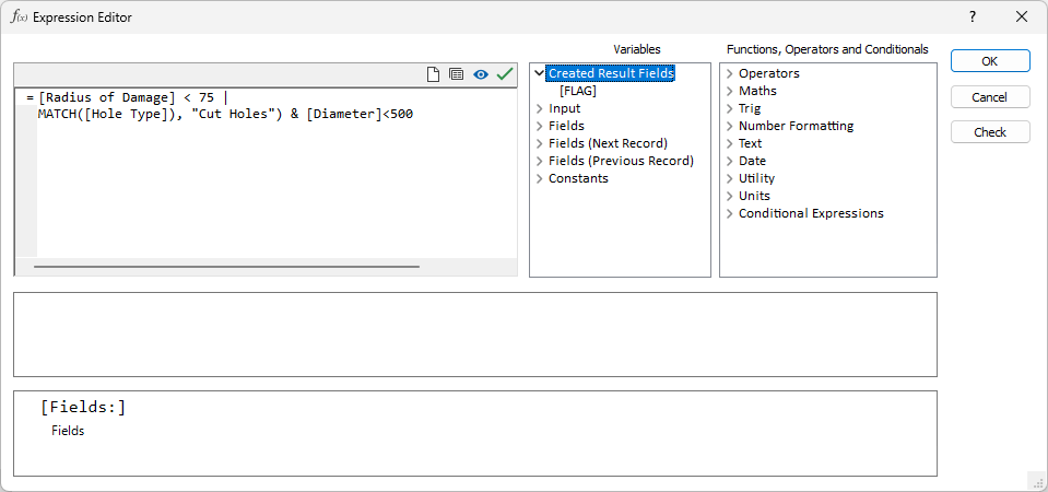The Expression Editor form
