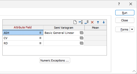 The Attribute Fields grid