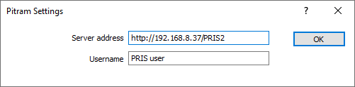 The Pitram Settings form