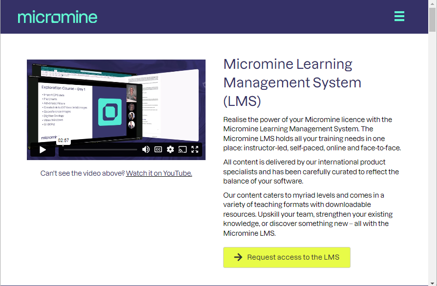 The Micromine LMS page online