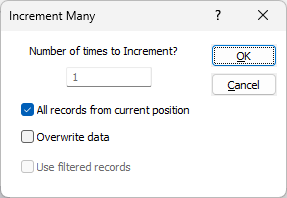 The Increment Many form